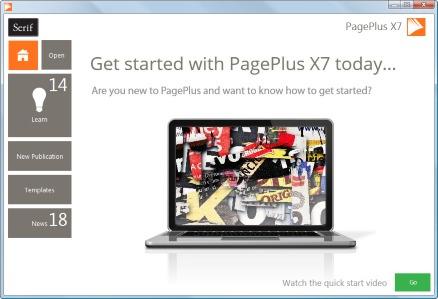 When you launch PagePlus, the appears.