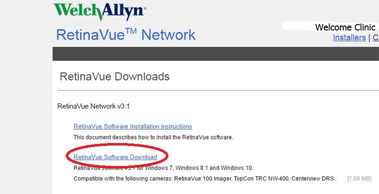 retinavue.net/rn_customerportal/. To acquire the RetinaVue Network software client for the PC that you use to transfer images to the RetinaVue Network: 1.