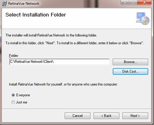 Accept the defaults throughout the installation. Selecting Cancel at any point during the installation stops the setup process.