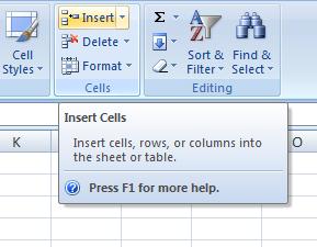 Group, click Insert The rows or columns will be insert before