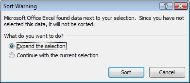 Sorting Data in Excel The ability to sort is very important for analysis and manipulation of data.