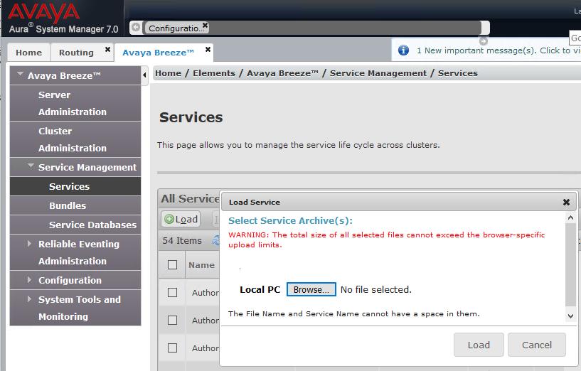 Select Load (see above screen) to upload the Presence Services Snap-in, click Browse and select the Presence Services Snap-in.