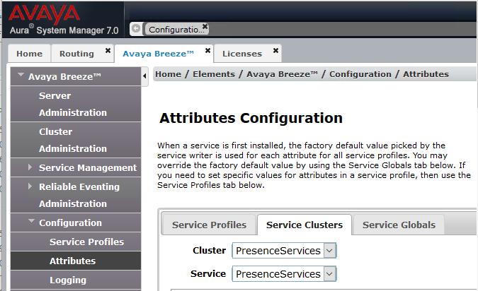 6.2. Configure Instant Message Archiving This section shows the configuration required in Presence Services to archive IM records.