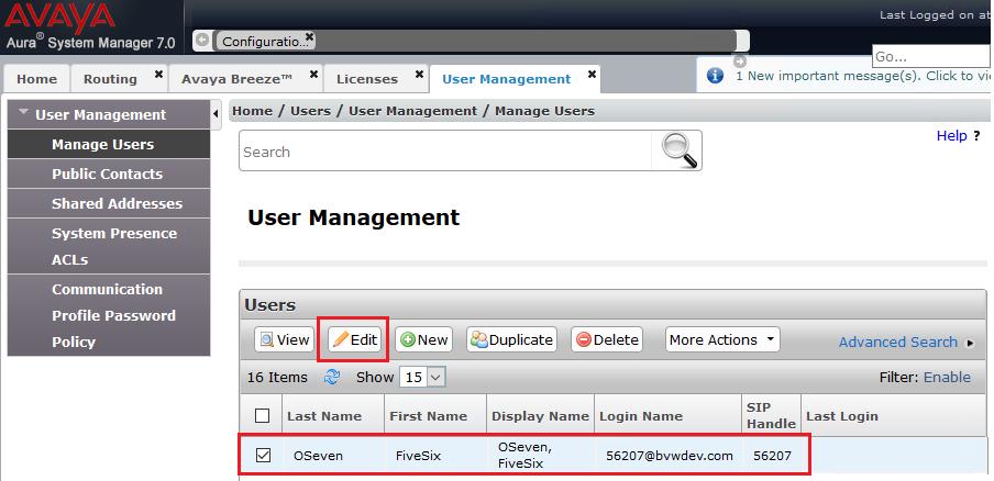 6.3. Add Presence Users This section only shows the adding of Presence to an already configured SIP User.