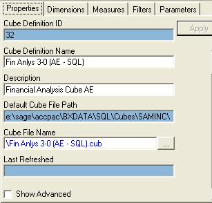 Lesson 5 Using the Analysis UI Sage ERP Accpac Intelligence Analysis Properties Window Activity You are able to view and update the properties of a selected object using the properties window.