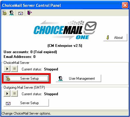 Screen 1 Configuring the ChoiceMail Enterprise Servers 1.