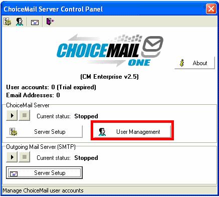 Setting up user accounts in ChoiceMail Enterprise Screen 1 1.