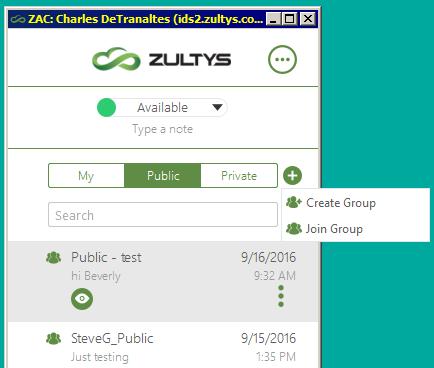 To view Public Groups: Click the Public heading. You will see Public groups you are a part of.