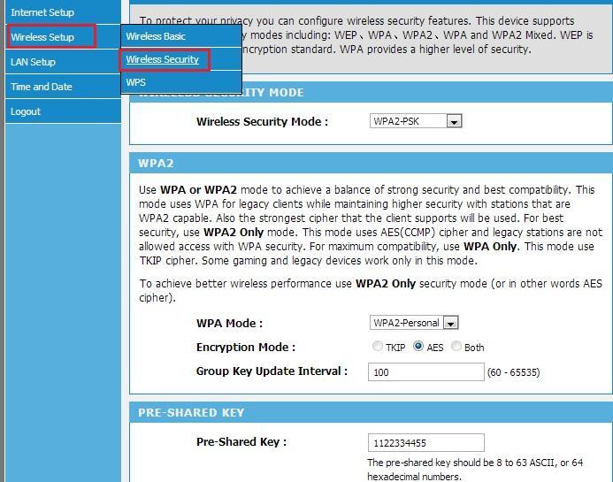d) Setup Wireless Security Key for the NHP5010: 1. If you want to setup a Wireless Security Key for the NHP5010, you need to login to the NHP5010 management page.