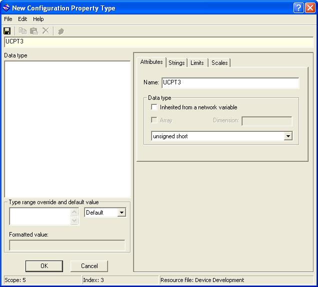 The figure above shows the New or Existing Configuration Property Type dialog.