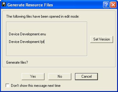 Generating Resource Files You can generate a resource file set at any time while editing a resource file set.