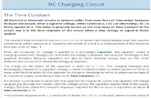 RC circuits An explanation with examples of RC circuits. Includes RC time constant.