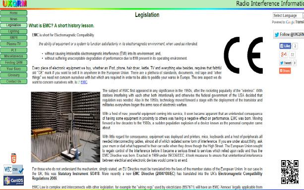 EMC and legislation Website explaining EMC and legislation.
