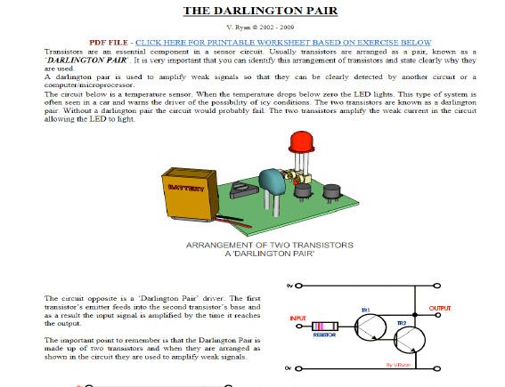 Darlington Pair A simple explanation of the Darlington pair transistor.