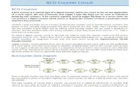 BCD Counter An explanation of how a BCD counter works. Describes the circuit for the BCD counter using JK flip flops.
