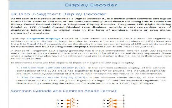 Display Decoder A description of a display decoder from BCD to 7-segment.