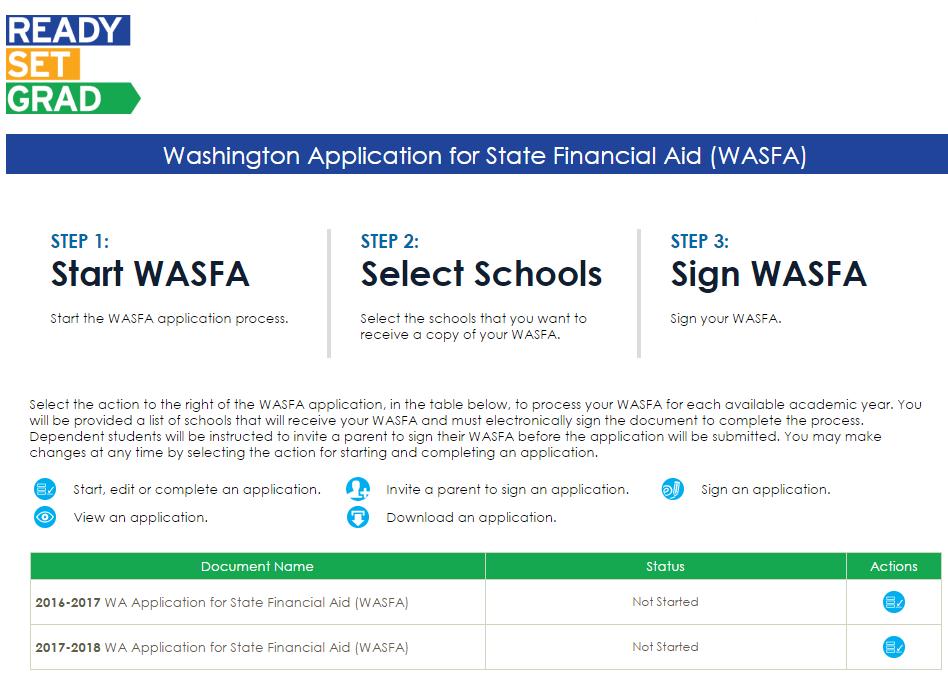 WASFA Application Home Page Once you have