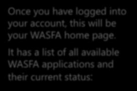 WASFA home page.