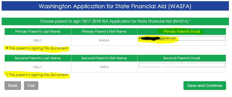 Parent Signature Process Once you click on the invite a parent to sign an application button in the Actions column, it will bring up your parent choices.