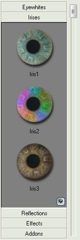 INTERFACE 2. Eyes library Contains miniatures of all available items. Miniatures has been segregated in few different categories: - Eyewhites (this category contains eyewhites etc.