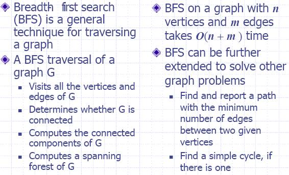 The BFS Spanning Tree Breadth-First Search (BFS) visits every vertex adjacent to a
