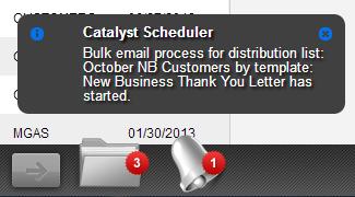 You do not need to wait for the Bulk Print job to be completed. You can continue working in Catalyst.