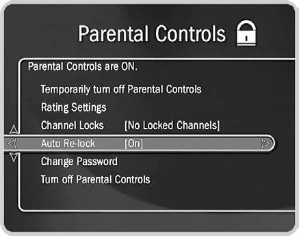Chapter 6 To change the Password ( ): To change the password for Parental Controls, Parental Controls must be on. Select Change Password on the Parental Controls screen.