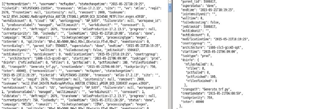 3.3. Test module Figure 3.1.: Original JSON file (left) and formatted one (right). Such a functionality did already exist. Unfortunately, I was informed about it after finishing the programme.