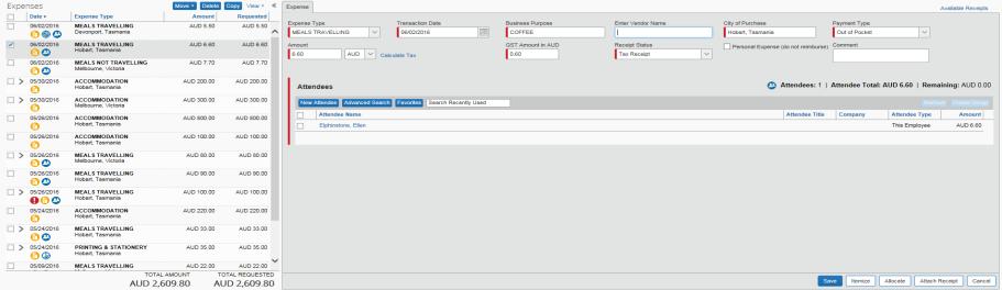 3.5.6 Allocate Expenses The Allocations feature allows you to allocate expenses to another department. You can allocate one expense or multiple expenses at a time.