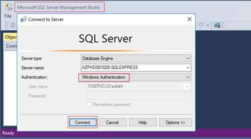 FILESTREAM and CLR ENABLED Configuration Launch SQL Server 2016 Management Studio (SSMS). Note, the Server name format in screenshot below is SERVERNAME\SQLEXPRESS.