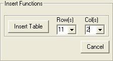 Click Insert Table and enter the number of rows and columns. (fig.