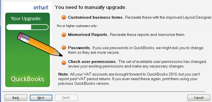 2006 or earlier upgraders only 8 Forms and reports About business forms and reports in the new version Near the end of the Upgrade Wizard, QuickBooks notifies you that you must manually recreate your
