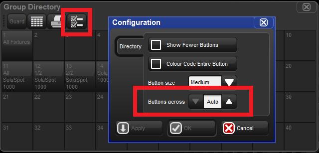 Buttons Across Option for Directory Windows A new buttons across option has been added to the directory configuration menu for all directory windows.