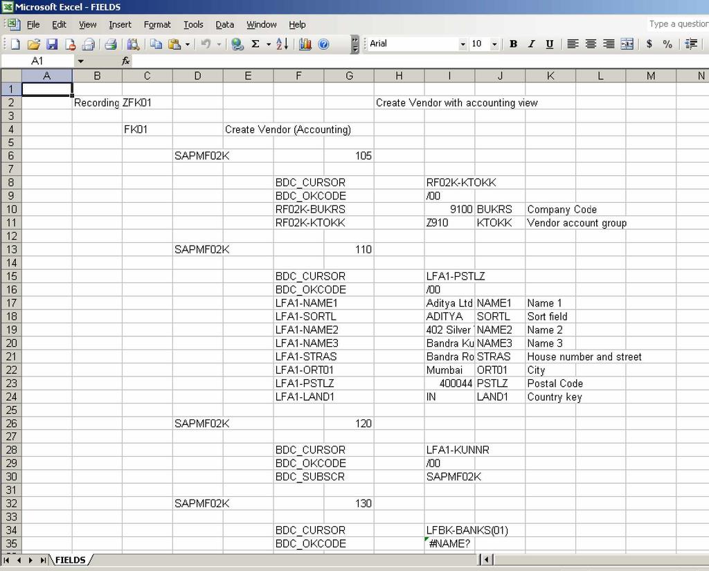 All the fields shown in column J needs to be mapped Now go to SAP LSMW screen and copy and paste all these fields from excel.