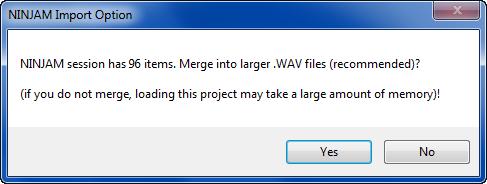 If you click Yes a process window will appear & Reaper will merge all