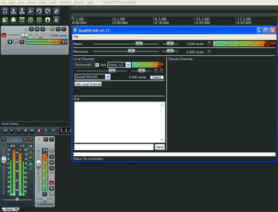 The audio is transmitted inside Reaper through ReaRoute