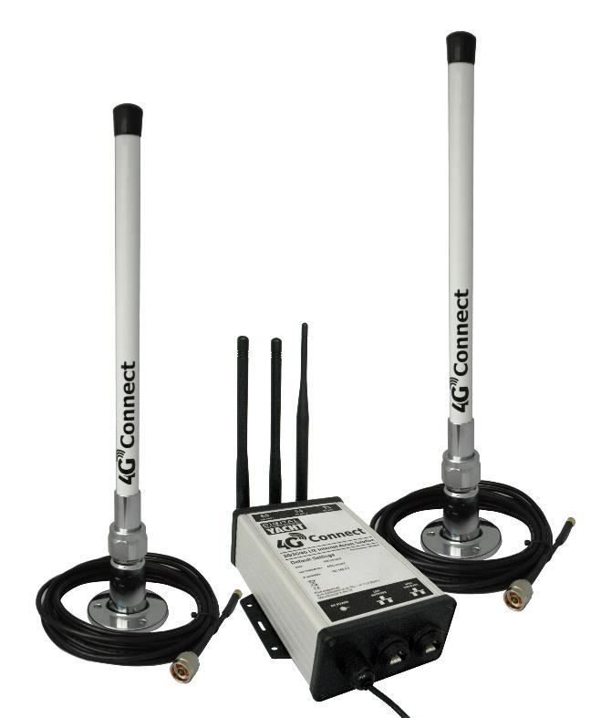 Addendum for 4GConnect Pro Systems The 4GConnect Pro system comprises of the following parts; 1x internal Wi-Fi antenna 2x internal LTE antennas 4GConnect Router/Modem unit 2x high gain external LTE