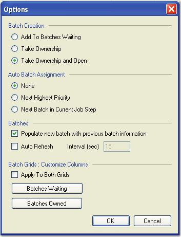 Chapter 2 Batch Creation Assigning Batch Settings In the batch creation screen, you can configure how batches are moved to queues, how batches are assigned, and how columns in the batch lists appear