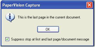 Chapter 7 Operator Console Settings Navigation If you enable Stop at first/last page of document, an informational message appears if you attempt to navigate before the first page/document or beyond