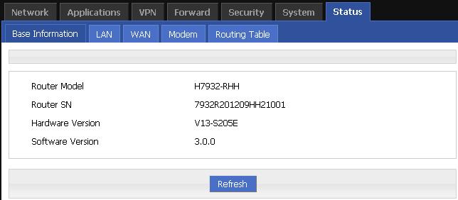 1 Overview Status provides the basic info, network status info, router info of