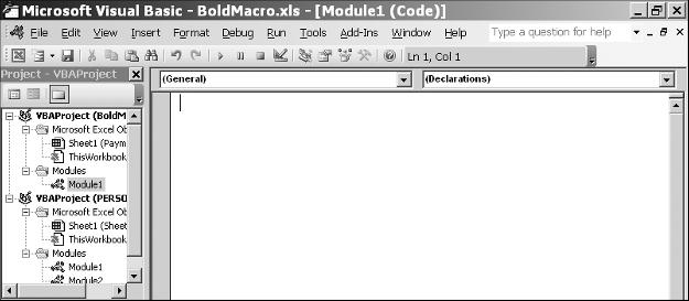 Recording Simple Macros chapter1 Delete a Macro from the Code Window 1 Open the macro in the Visual Basic Editor. PART I Note: To open the Visual Basic Editor, see the section Open a Macro.