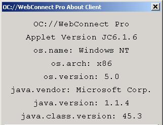 WebConnect Features of WebConnect 20 About Client Displays the applet