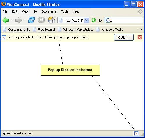 WebConnect Troubleshooting 25 How to Set the Mozilla Firefox Browser to Allow Pop Ups from a Web Site 1.