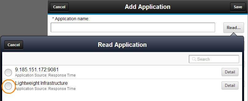 Select Read to open a list of discoered applications.