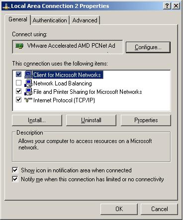 Setting up LAN board redundancy In Windows Server 2003 environment, if you select Show icon in notification area when connected in the Properties dialog box, the task tray will display