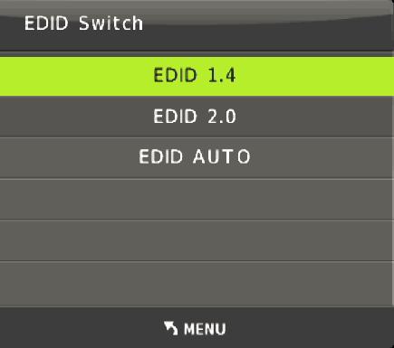The EDID AUTO option allows the source device to obtain its EDID information from the connected display.