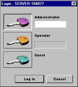 COMMAND WORKSTATION, WINDOWS EDITION 17 5 Click the server name. The Login dialog box appears. 6 Select Administrator, Operator, or Guest and click Log In. 7 Type the password when prompted.