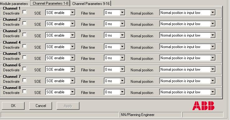 DI830/DI831 Section 3 Run-time Operation Channel Parameters Tab Figure 56.
