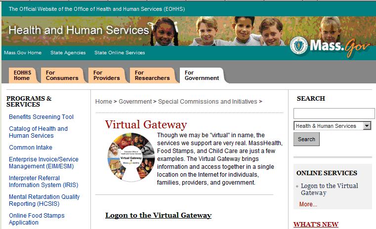 Logon Process for the Virtual Gateway The following steps guide you through logging in to the Virtual Gateway: 1. Access the Virtual Gateway home page at www.mass.