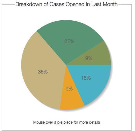 3.3 Case breakdown pie chart Next to your constituency map is your breakdown of cases opened in the last month.